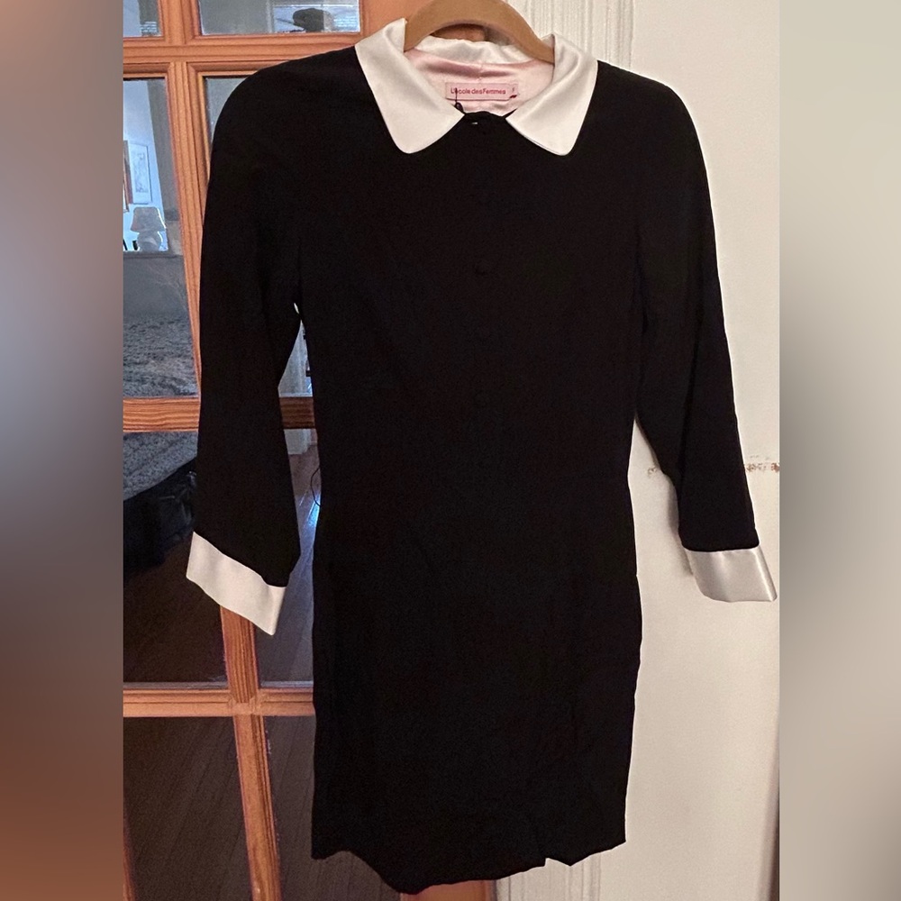 L'ecole des Femmes Black Dress with White Collar- never been worn with tags!